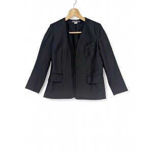Pippa Black Collarless Blazer Size 4 Tailored‎ Open-Front Jacket